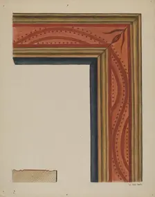 Hand-carved Picture Frame "River of Life" Motif, c. 1938. Creator: Vera Van Voris
