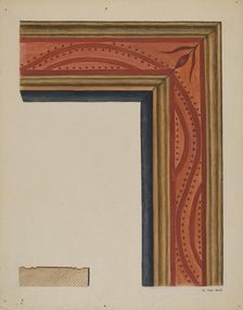 Hand-carved Picture Frame "River of Life" Motif, c. 1938. Creator: Vera Van Voris