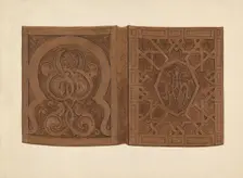 Hand-carved Walnut Book Covers, c. 1936. Creator: Gordena Jackson