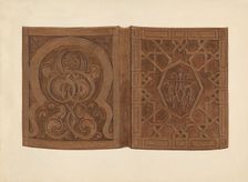 Hand-carved Walnut Book Covers, c. 1936. Creator: Gordena Jackson