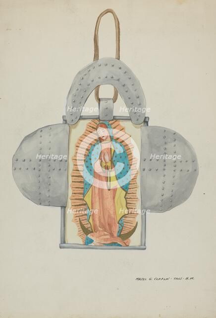 Hand Drawn Guadalupe in Tin Form, c. 1937. Creator: Majel G. Claflin.
