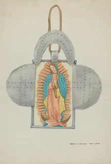 Hand Drawn Guadalupe in Tin Form, c. 1937. Creator: Majel G. Claflin