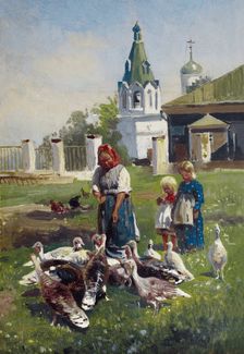 Hand Feed of Turkeys, c1860-1870. Creator: Makovsky, Nikolai Yegorovich (1842-1886)