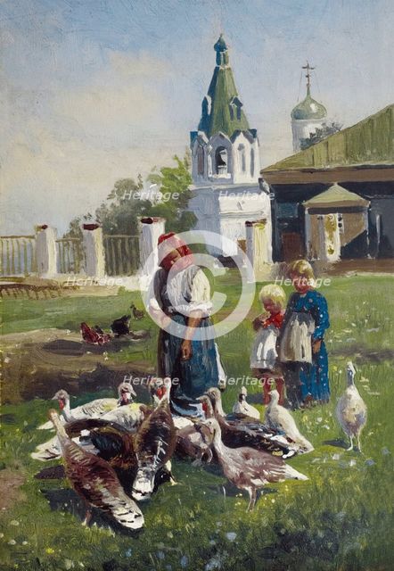 Hand Feed of Turkeys, c1860-1870. Creator: Makovsky, Nikolai Yegorovich (1842-1886).