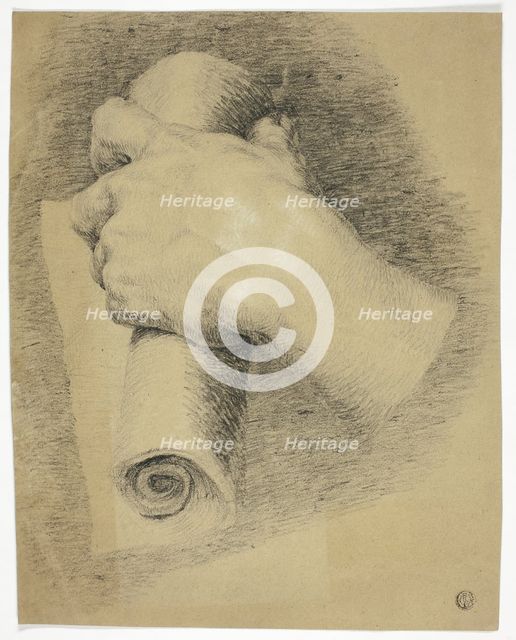 Hand Holding Roll of Papers, n.d. Creator: Charles Lucy.