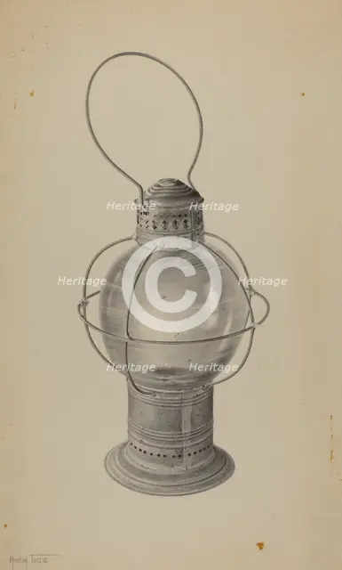 Hand Lantern, c. 1938. Creator: Amelia Tuccio.