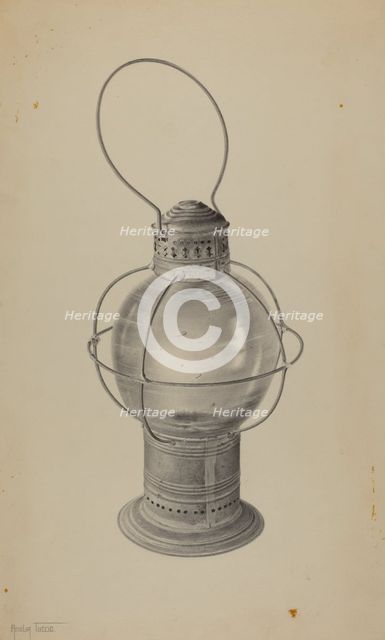 Hand Lantern, c. 1938. Creator: Amelia Tuccio.