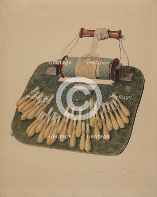 Hand Lace Loom, 1940. Creator: Alexander Anderson.