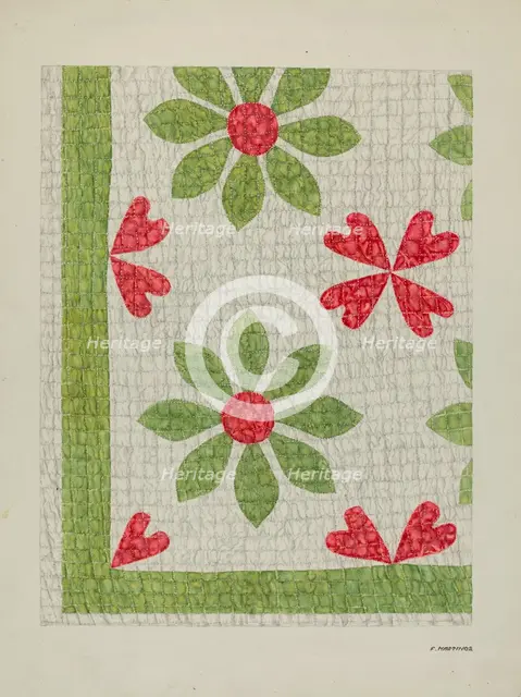 Hand Made Quilt, c. 1938. Creator: Florence Hastings.