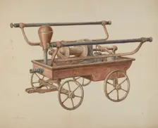 Hand Operated Fire Pump, c. 1938. Creator: Hans Mangelsdorf