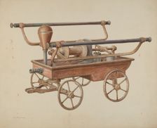 Hand Operated Fire Pump, c. 1938. Creator: Hans Mangelsdorf