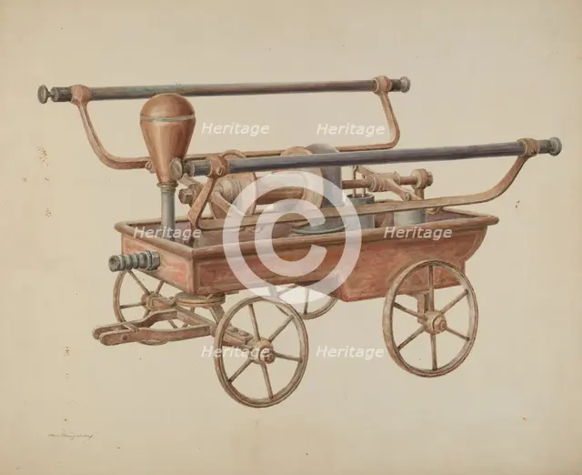 Hand Operated Fire Pump, c. 1938. Creator: Hans Mangelsdorf.