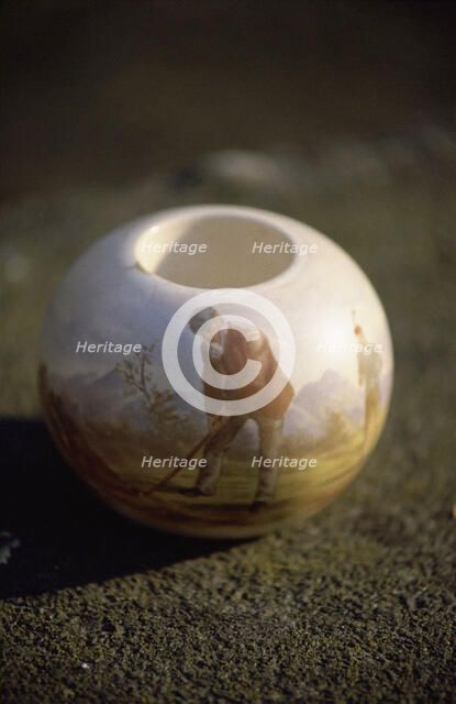 Hand-painted matchsticker with a portrait of Tom Morris, 19th century. Artist: Unknown