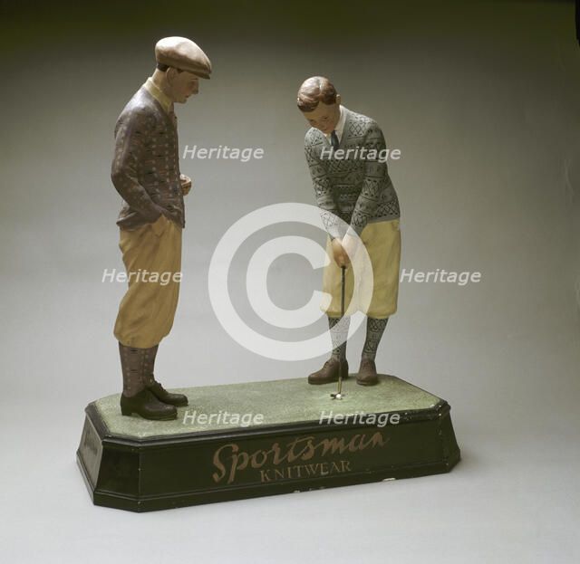 Hand-painted figures advertising Sportsman Knitwear, c1910. Artist: Unknown