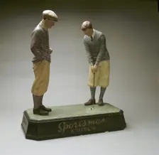Hand-painted figures advertising Sportsman Knitwear, c1910. Creator: Unknown