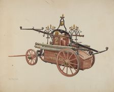 Hand Powered Fire Pump, c. 1938. Creator: Hans Mangelsdorf