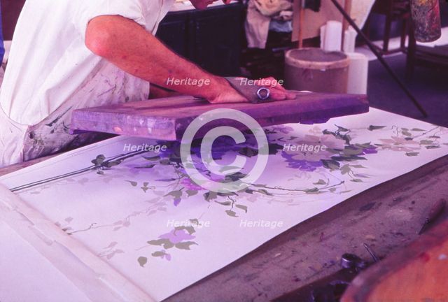 Hand-Printing of Wallpaper (Sandersons, London), 20th century. Artist: Sandersons.