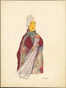 Hand Puppet "Judy" and Child, c. 1936. Creator: George File