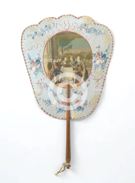 Hand screen depicting Dorval and Lucile, c.1769-c.1781. Creators: Anon, Charles Emmanuel Patas.