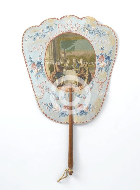 Hand screen depicting Dorval and Lucile, c.1769-c.1781. Creators: Anon, Charles Emmanuel Patas.