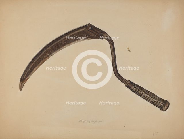 Hand Sickle, 1939. Creator: Lloyd Charles Lemcke.