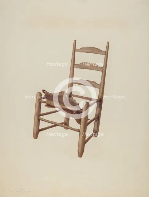 Handmade Chair - Rawhide Seat, c. 1939. Creator: Manuel G. Runyan.