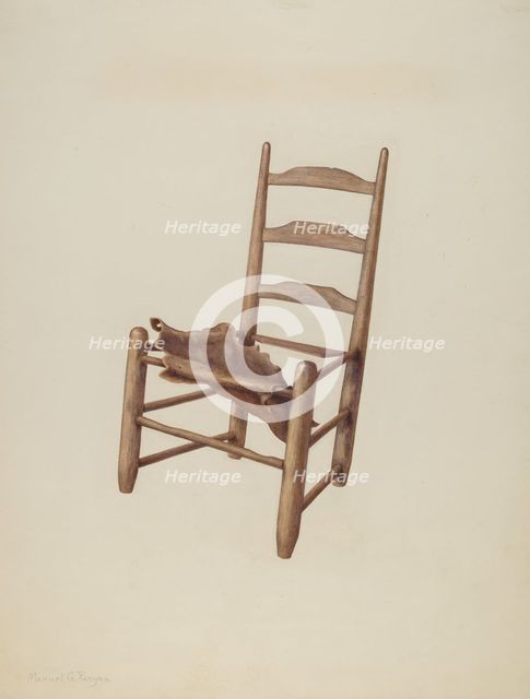 Handmade Chair - Rawhide Seat, c. 1939. Creator: Manuel G. Runyan.