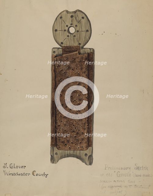 Handmade Grater, 1935/1942. Creator: Joseph Glover.