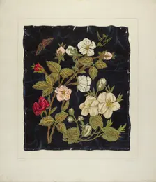 Handmade Flowers on Black, 1935/1942. Creator: Frank J Mace