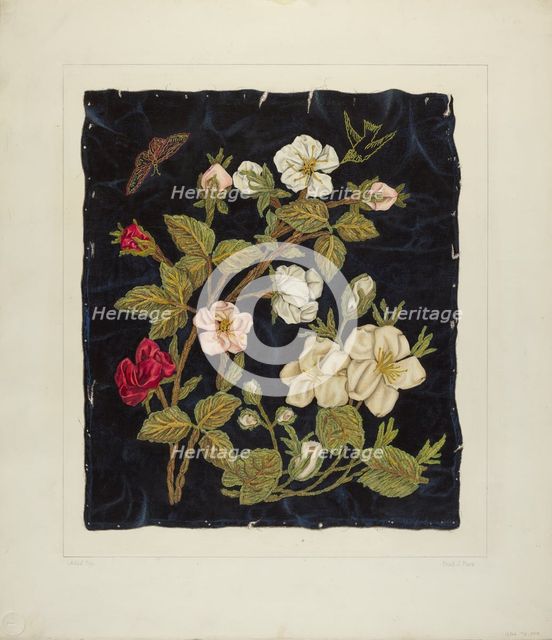 Handmade Flowers on Black, 1935/1942. Creator: Frank J Mace.