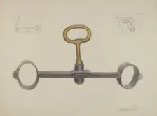 Handcuffs with One Key, c. 1936. Creator: Cornelius Frazier
