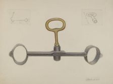 Handcuffs with One Key, c. 1936. Creator: Cornelius Frazier