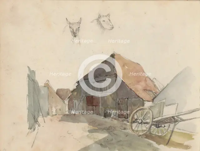 Handcart and barn, 1822-1893.  Creator: Willem Troost II.