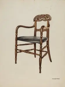 Handcarved Chair, 1937. Creator: Florence Hastings