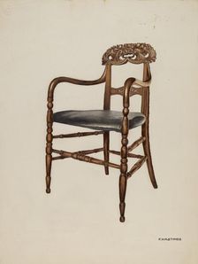 Handcarved Chair, 1937. Creator: Florence Hastings