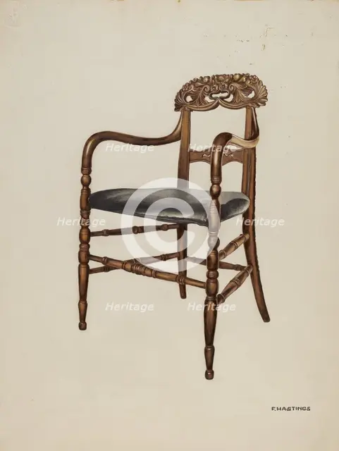 Handcarved Chair, 1937. Creator: Florence Hastings.