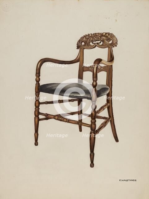 Handcarved Chair, 1937. Creator: Florence Hastings.