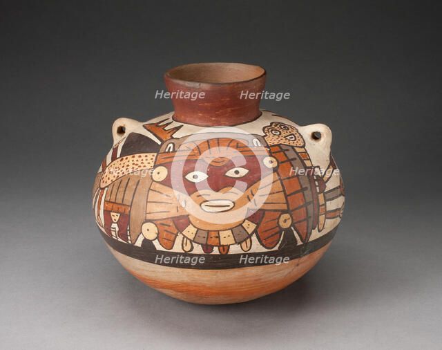 Handeled Jar Depicting Costumed Ritual Performer with Weapons, 180 B.C./A.D. 500. Creator: Unknown.