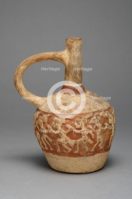 Handeled Jar with a Painted Relief Depicting a Procession of Deceased Figures, 100 B.C./A.D. 500. Creator: Unknown.