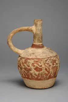 Handeled Jar with a Painted Relief Depicting a Procession of Deceased Figures, 100 B.C./A.D. 500. Creator: Unknown