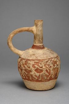 Handeled Jar with a Painted Relief Depicting a Procession of Deceased Figures, 100 B.C./A.D. 500. Creator: Unknown