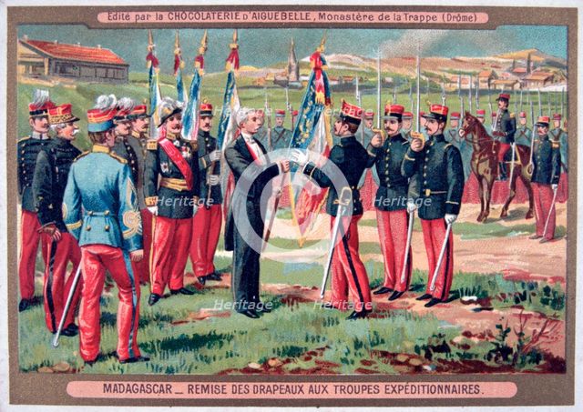 'Handing over the Flag to the Expeditionary Troops, Madagascar', 1883-1896. Artist: Unknown