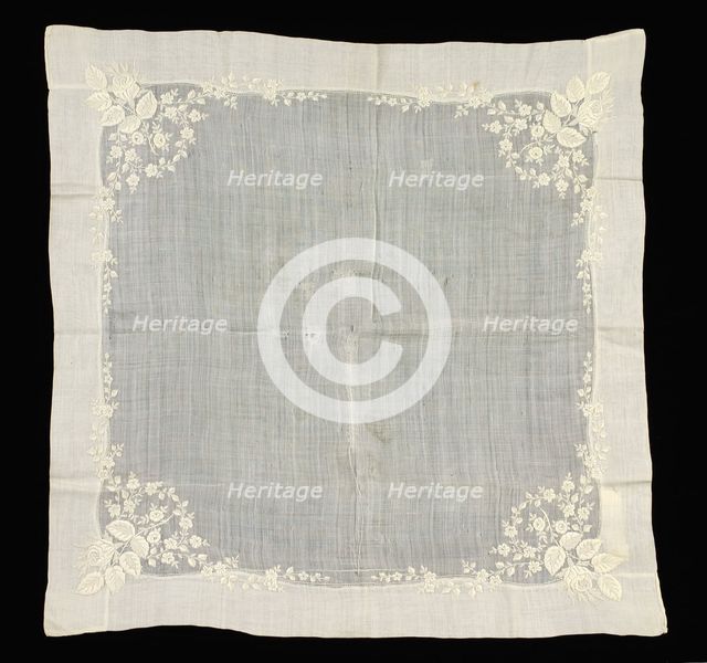 Handkerchief, American, 1840-60. Creator: Unknown.