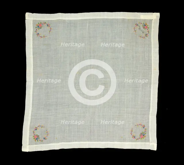 Handkerchief, American, third quarter 19th century. Creator: Unknown.