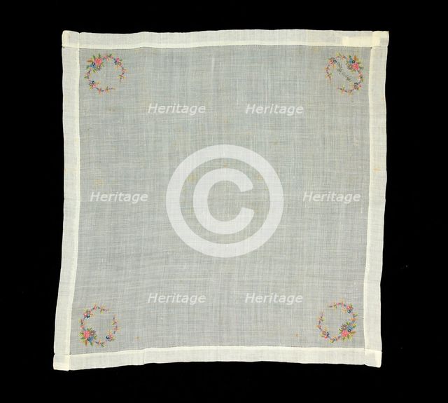 Handkerchief, American, third quarter 19th century. Creator: Unknown.