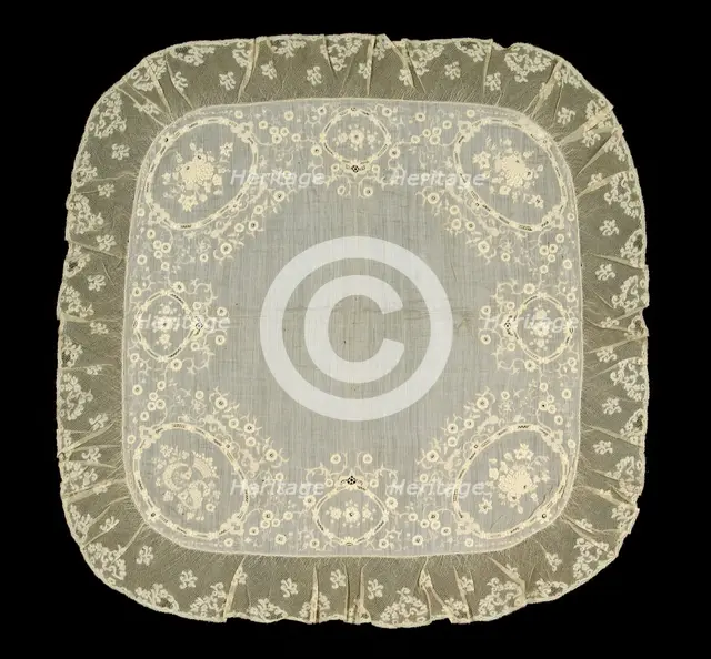 Handkerchief, Belgian, 1840-60. Creator: Unknown.