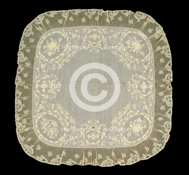 Handkerchief, Belgian, 1840-60. Creator: Unknown.