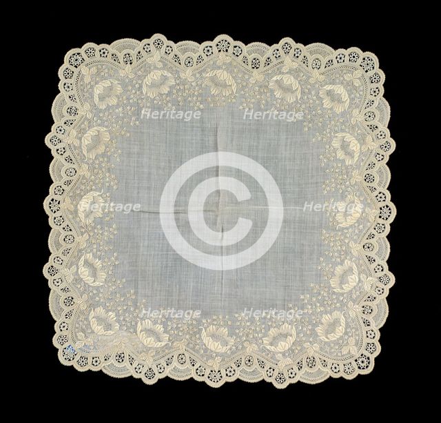 Handkerchief, Belgian, 1850-75. Creator: Unknown.
