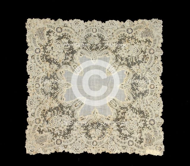 Handkerchief, Belgian, 1870-80. Creator: Unknown.