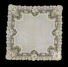 Handkerchief, Belgian, 1872. Creator: Unknown